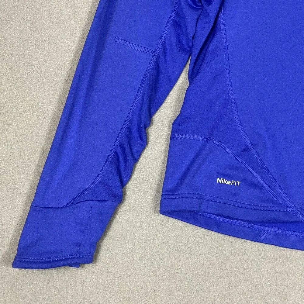 Nike Fit Womens L Hoodie Sweatshirt Blue 1/4 Zip Stretch‎